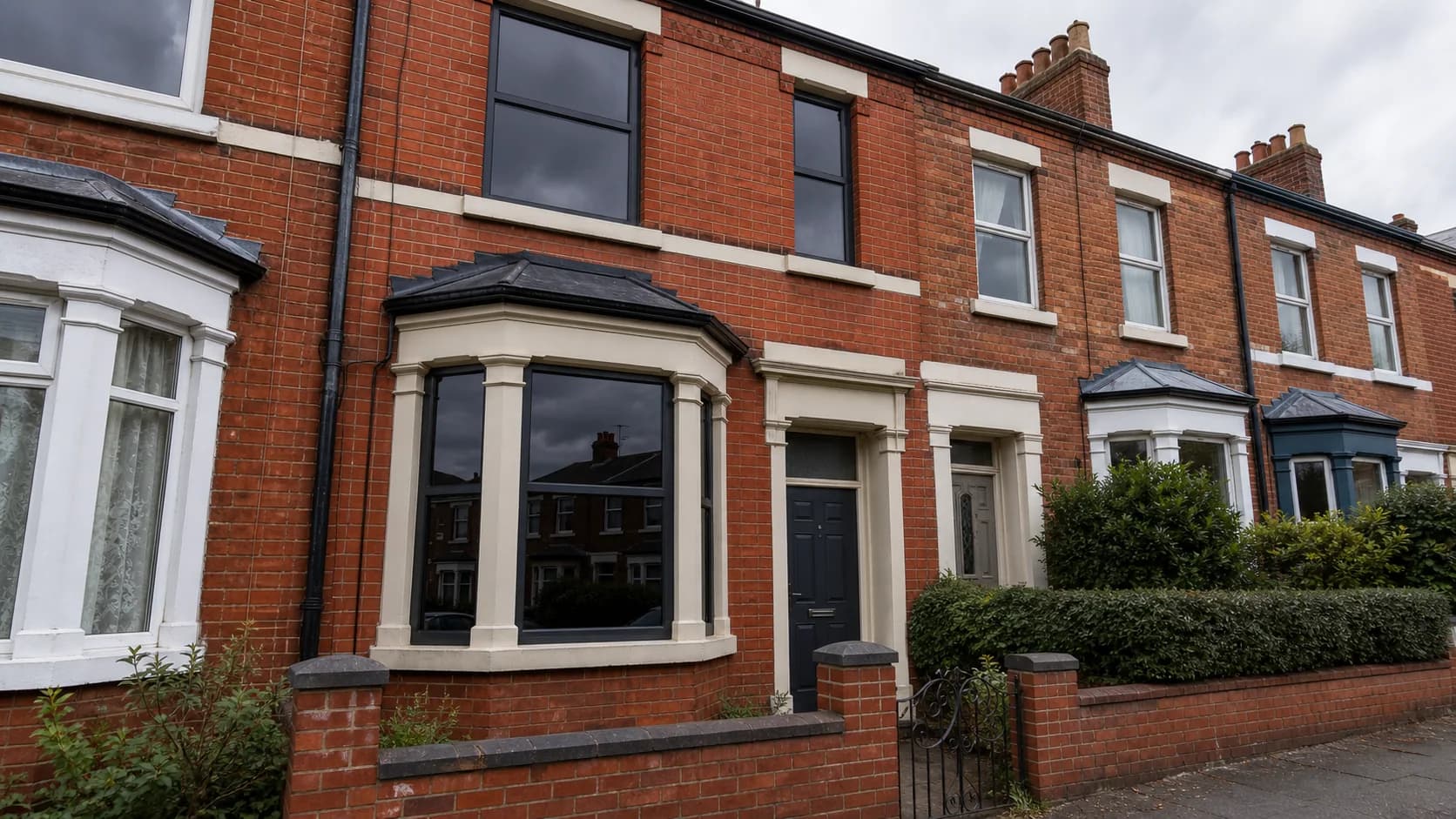 UK terrace bay window with residential privacy film